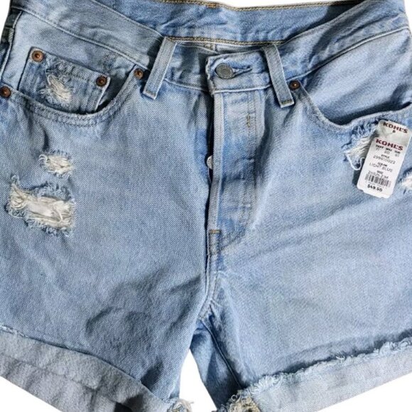 Levi's 501 Womens Size 26 / 2  Shorts  Button Fly Distressed Cuffed Denim (32) - Picture 1 of 11